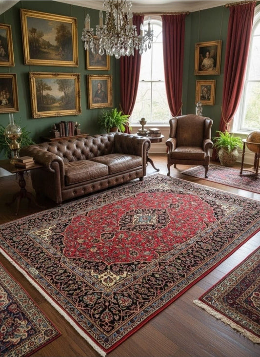 Tappeto Persiano Kashan: Lusso e Morbidezza in Pura Lana Kurk (c. 1970) Misura 216x143