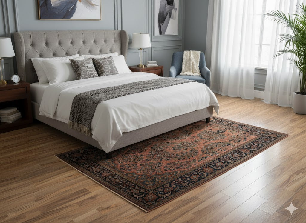 Tappeto Antico Kashan Manchester - Finezza e Storia in un Capolavoro Tessile Misura 205x125